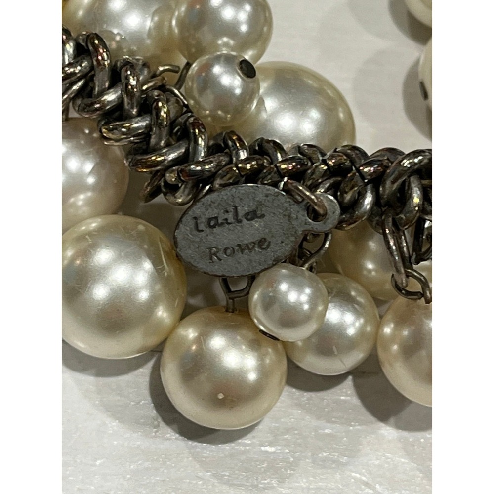 Laila Rowe silver tone bracelet with faux‎ pearls